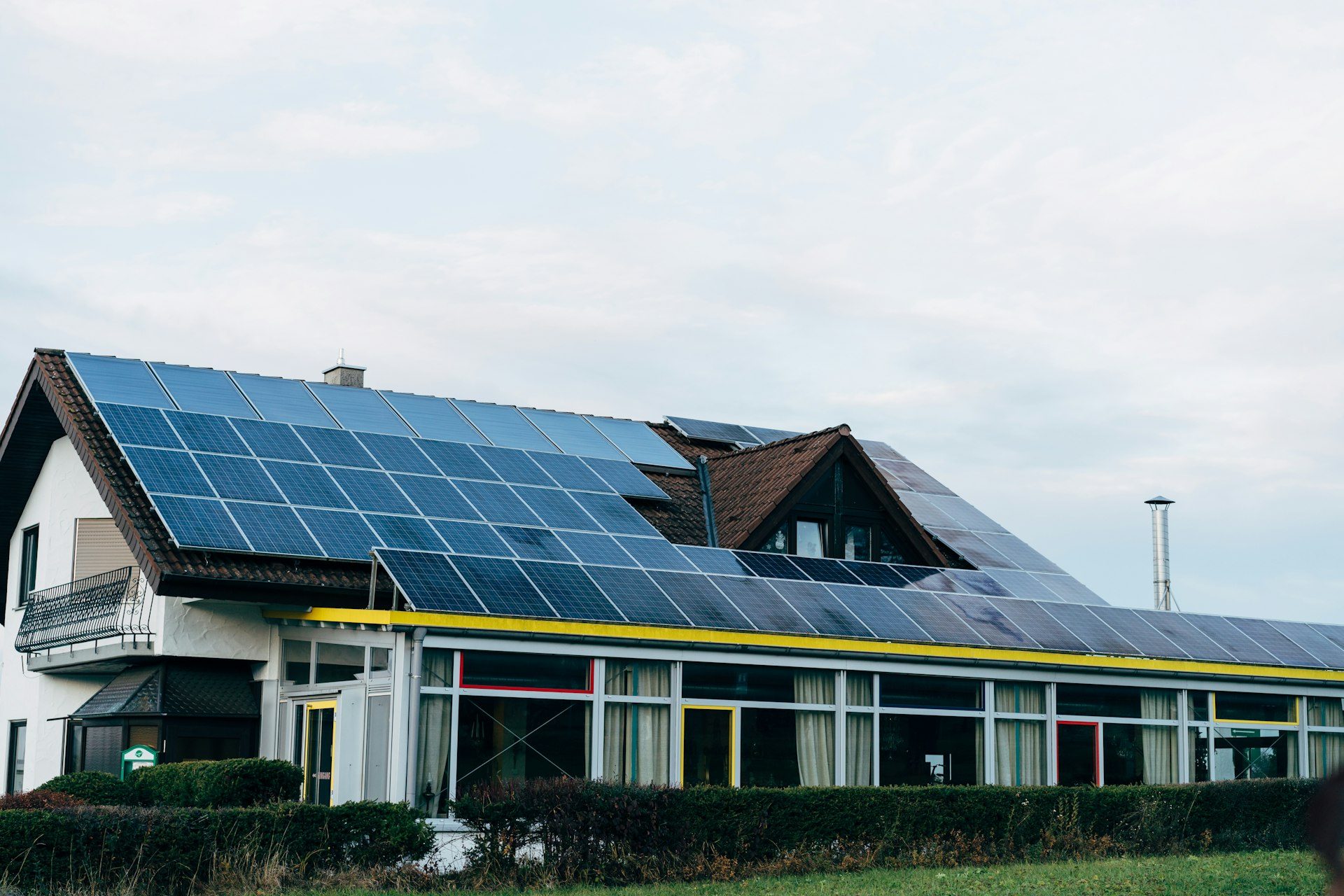 Home with solar panels covering the roof